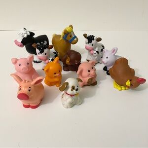 Fisher Price Little People Farm Animal Figure Lot Cows Pigs Monkey Car Dog Horse